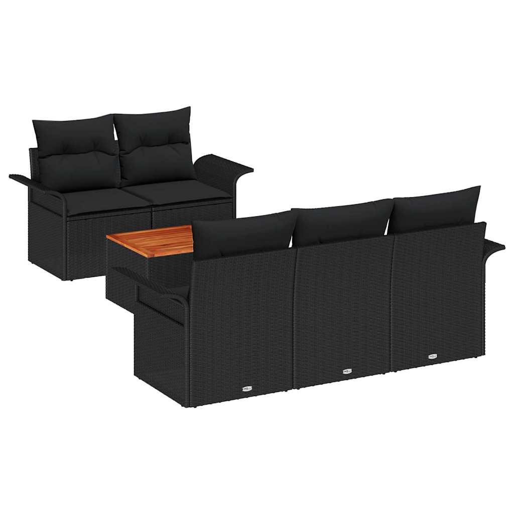 Set Divano da Giardino con archiviazione 6 pcs Nero polyrattan | homemem39