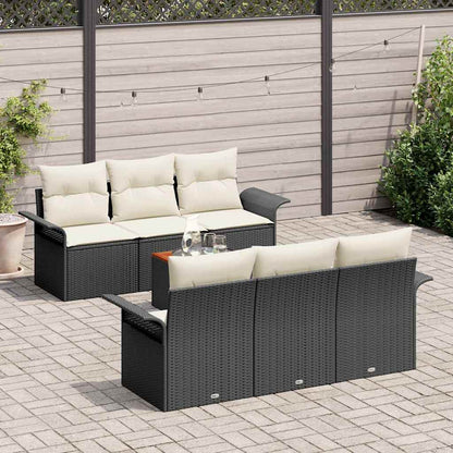 Set Divano da Giardino 7 pcs Nero e Crema polyrattan | homemem39