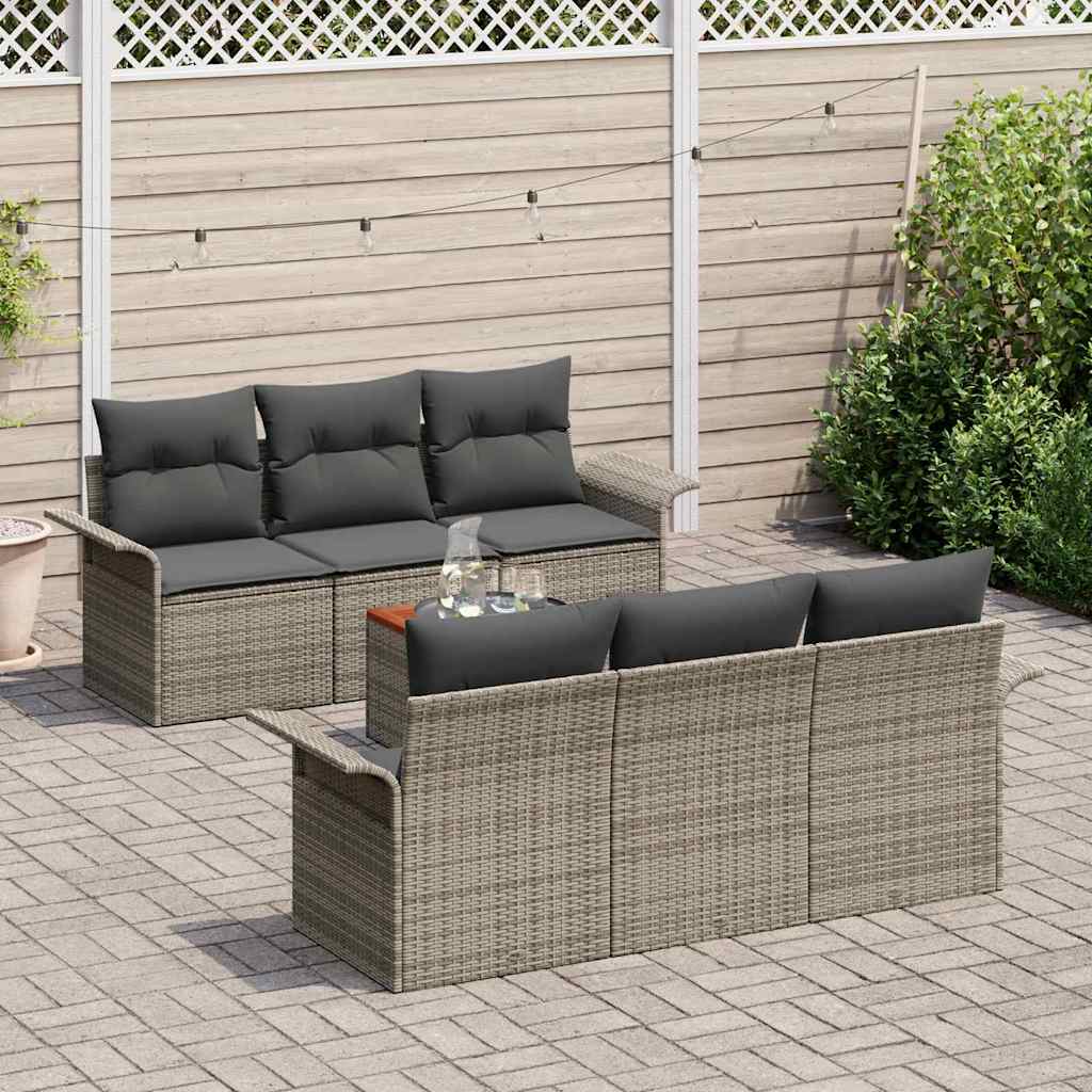 Set Divano da Giardino 7 pcs Grigio polyrattan | homemem39