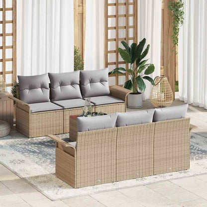 Set Divano da Giardino 7 pcs Beige e Grigio Chiaro polyrattan | homemem39
