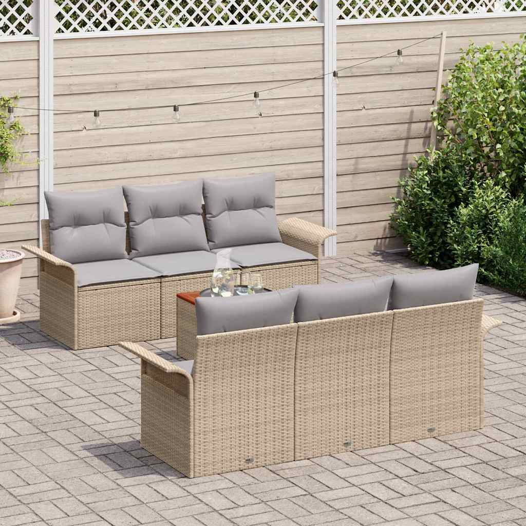 Set Divano da Giardino 7 pcs Beige e Grigio Chiaro polyrattan | homemem39