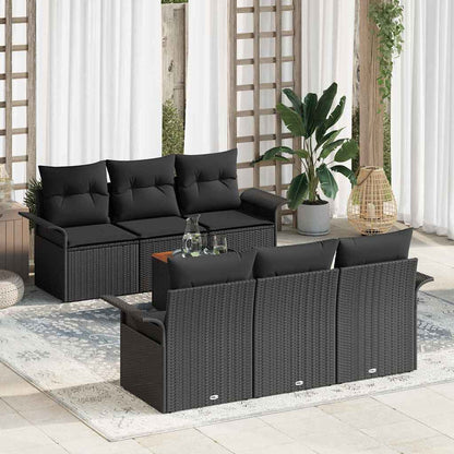 Set Divano da Giardino con archiviazione 7 pcs Nero polyrattan | homemem39