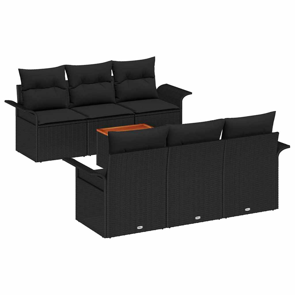 Set Divano da Giardino con archiviazione 7 pcs Nero polyrattan | homemem39