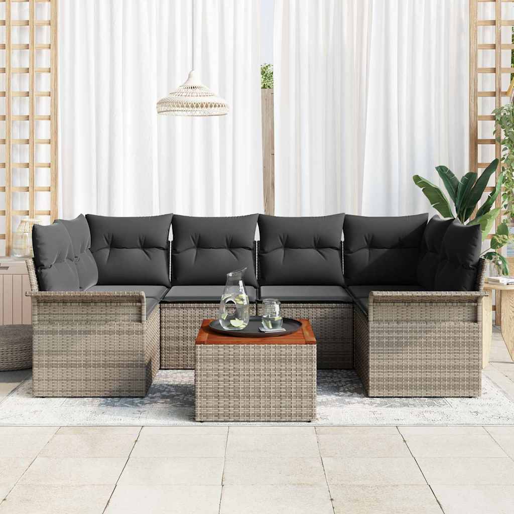 Set Divano da Giardino 7 pcs Grigio polyrattan | homemem39