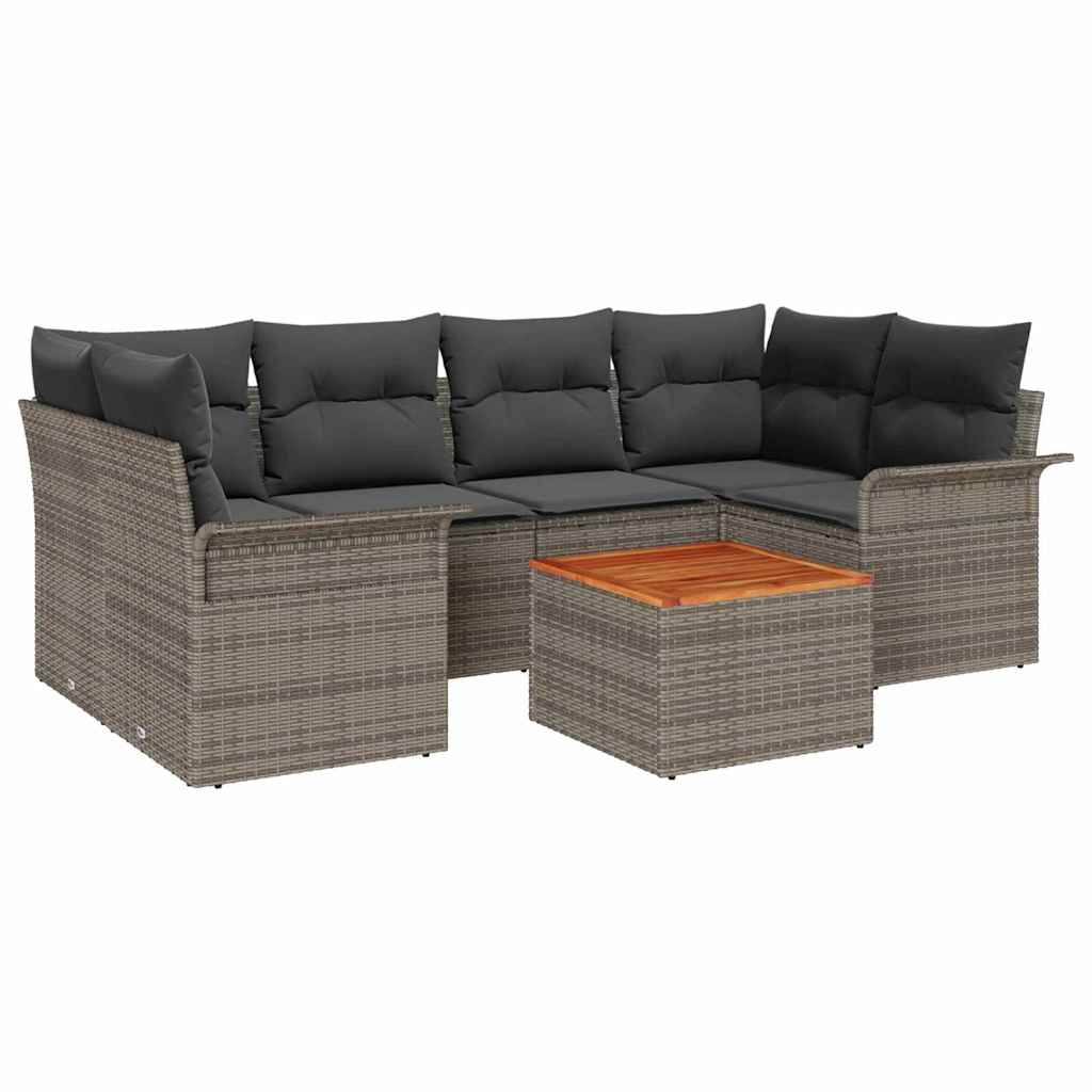 Set Divano da Giardino 7 pcs Grigio polyrattan | homemem39