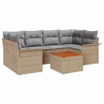 Set Divano da Giardino 7 pcs Beige e Grigio Chiaro polyrattan | homemem39