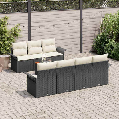 Set Divano da Giardino 8 pcs Nero e Crema polyrattan | homemem39