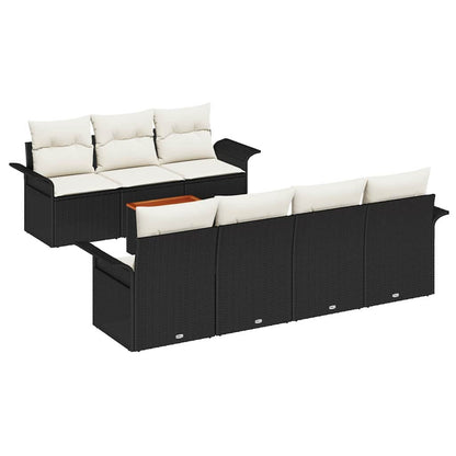 Set Divano da Giardino 8 pcs Nero e Crema polyrattan | homemem39