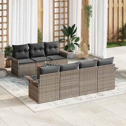 Set Divano da Giardino 8 pcs Grigio polyrattan | homemem39