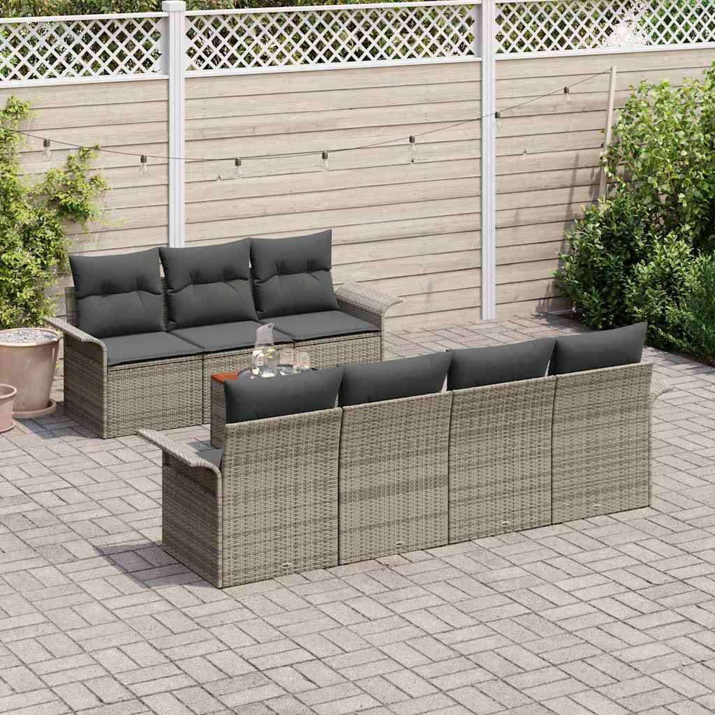 Set Divano da Giardino 8 pcs Grigio polyrattan | homemem39