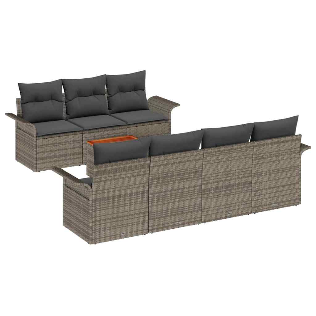 Set Divano da Giardino 8 pcs Grigio polyrattan | homemem39