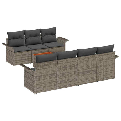 Set Divano da Giardino 8 pcs Grigio polyrattan | homemem39