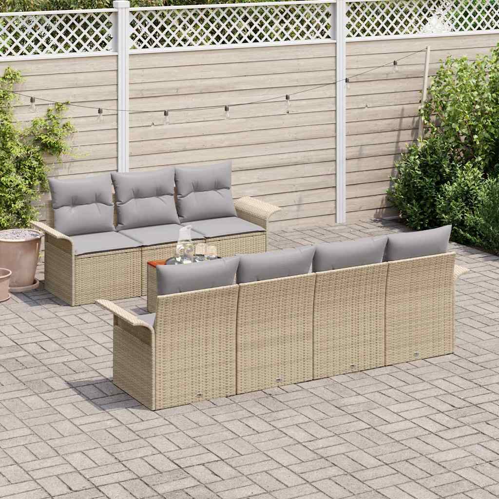 Set Divano da Giardino 8 pcs Beige e Grigio Chiaro polyrattan | homemem39