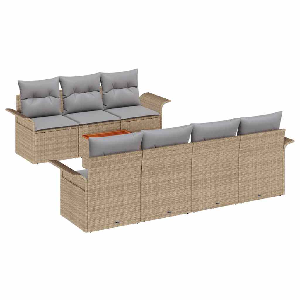 Set Divano da Giardino 8 pcs Beige e Grigio Chiaro polyrattan | homemem39