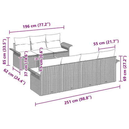 Set Divano da Giardino 8 pcs Beige e Grigio Chiaro polyrattan | homemem39
