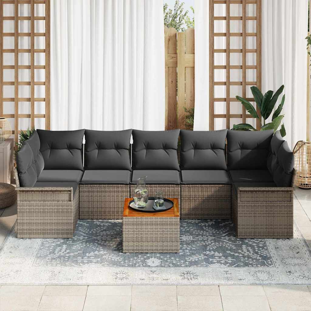 Set Divano da Giardino 8 pcs Grigio polyrattan | homemem39