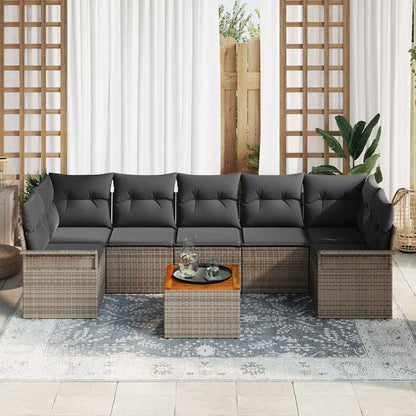 Set Divano da Giardino 8 pcs Grigio polyrattan | homemem39
