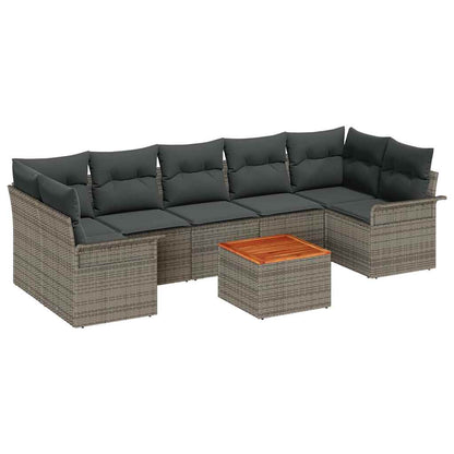 Set Divano da Giardino 8 pcs Grigio polyrattan | homemem39