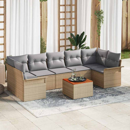 Set Divano da Giardino 8 pcs Beige e Grigio Chiaro polyrattan | homemem39