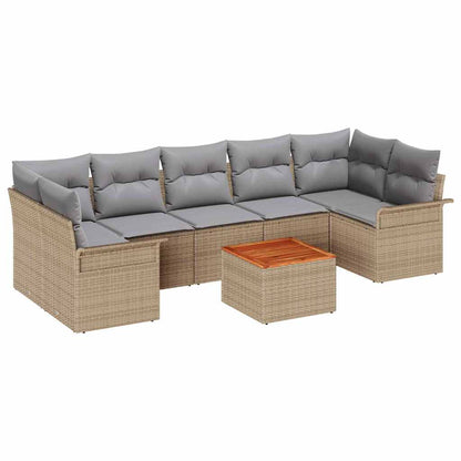 Set Divano da Giardino 8 pcs Beige e Grigio Chiaro polyrattan | homemem39