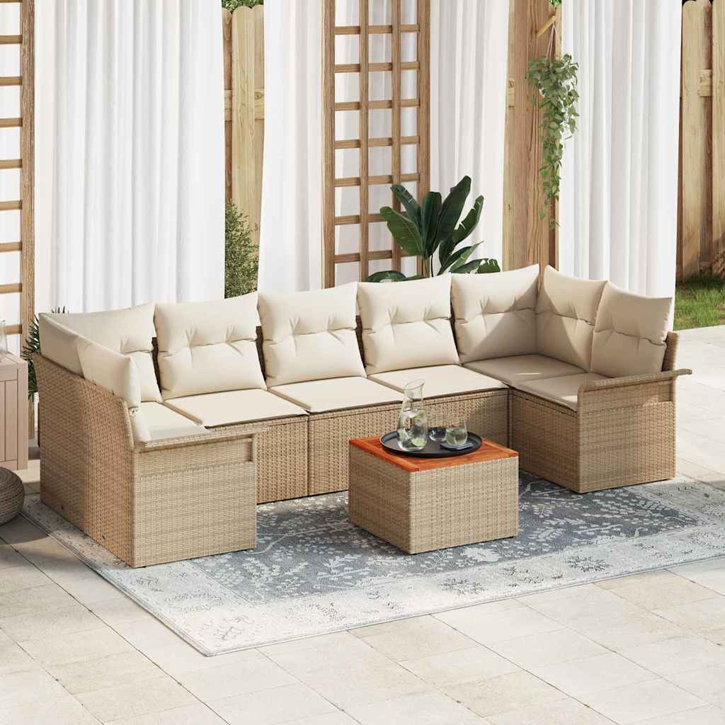Set Divano da Giardino 8 pcs Beige e Crema polyrattan | homemem39
