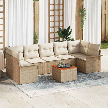 Set Divano da Giardino 8 pcs Beige e Crema polyrattan | homemem39