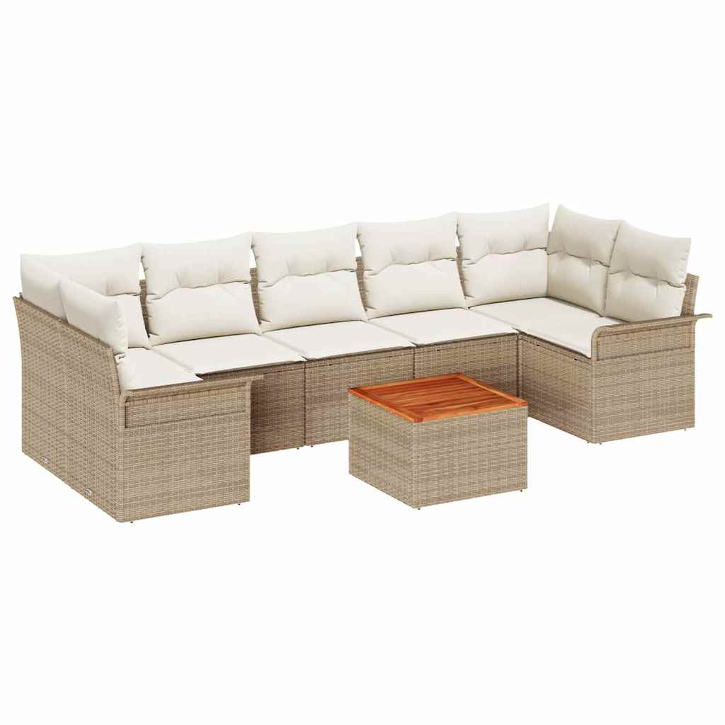 Set Divano da Giardino 8 pcs Beige e Crema polyrattan | homemem39