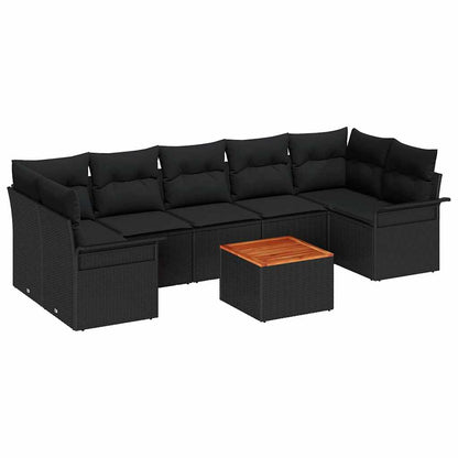 Set Divano da Giardino con archiviazione 8 pcs Nero polyrattan