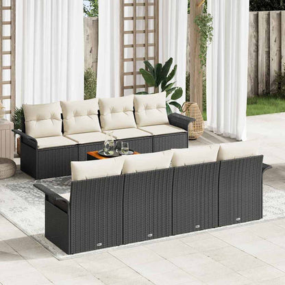 Set Divano da Giardino 9 pcs Nero e Crema polyrattan | homemem39
