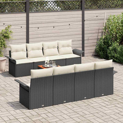 Set Divano da Giardino 9 pcs Nero e Crema polyrattan | homemem39