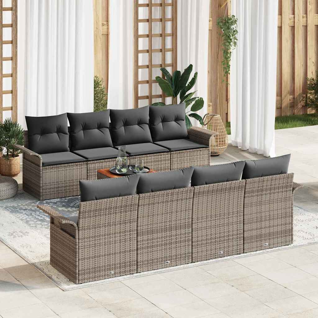 Set Divano da Giardino 9 pcs Grigio polyrattan | homemem39