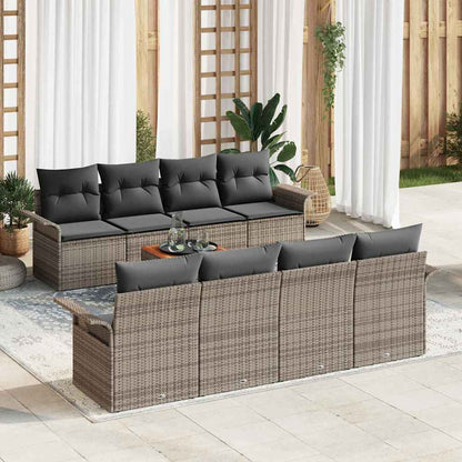 Set Divano da Giardino 9 pcs Grigio polyrattan | homemem39