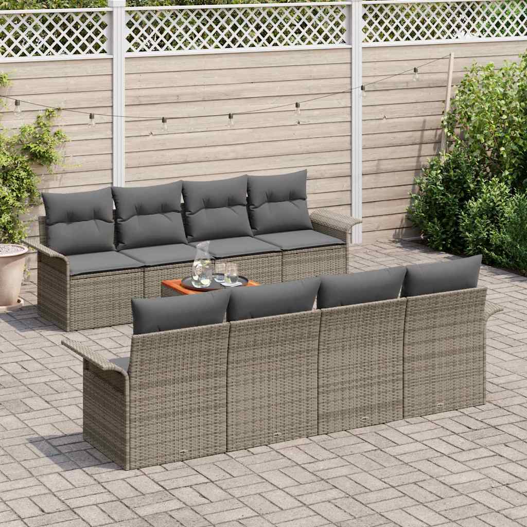 Set Divano da Giardino 9 pcs Grigio polyrattan | homemem39