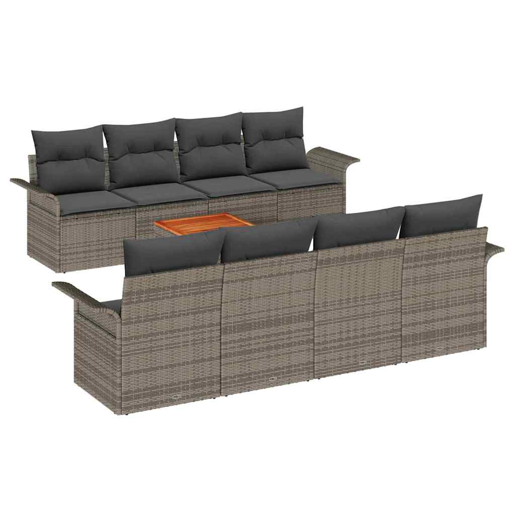 Set Divano da Giardino 9 pcs Grigio polyrattan | homemem39