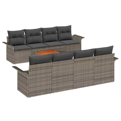 Set Divano da Giardino 9 pcs Grigio polyrattan | homemem39