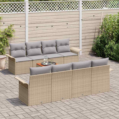 Set Divano da Giardino 9 pcs Beige e Grigio Chiaro polyrattan | homemem39