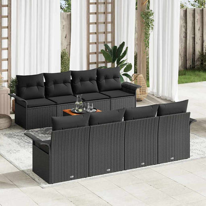 Set Divano da Giardino con archiviazione 9 pcs Nero polyrattan | homemem39