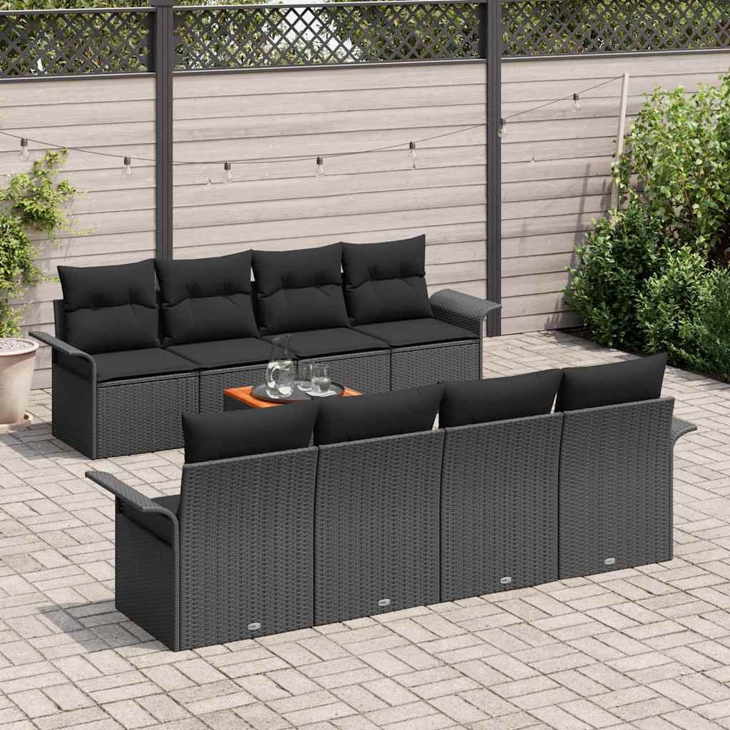Set Divano da Giardino con archiviazione 9 pcs Nero polyrattan | homemem39