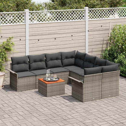 Set Divano da Giardino 9 pcs Grigio polyrattan | homemem39