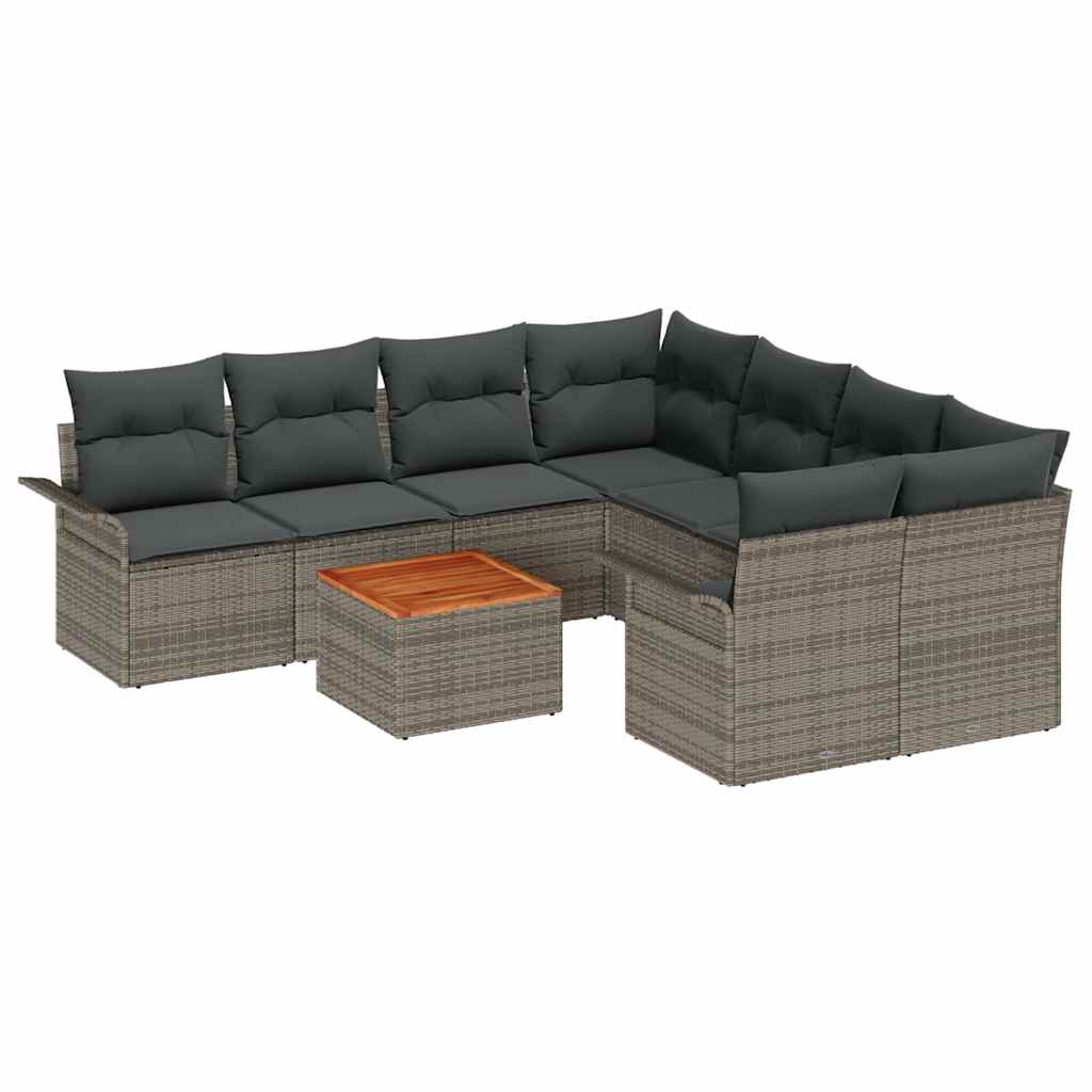 Set Divano da Giardino 9 pcs Grigio polyrattan | homemem39
