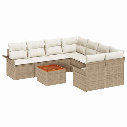 Set Divano da Giardino 9 pcs Beige e Crema polyrattan | homemem39