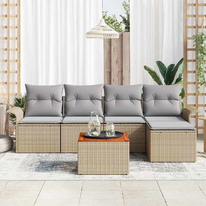 Set Divano da Giardino 6 pcs Beige e Grigio Chiaro polyrattan | homemem39