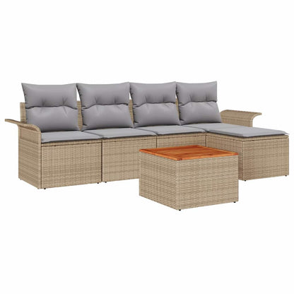 Set Divano da Giardino 6 pcs Beige e Grigio Chiaro polyrattan | homemem39