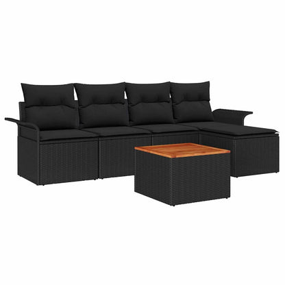 Set Divano da Giardino con archiviazione 6 pcs Nero polyrattan | homemem39