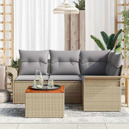 Set Divano da Giardino 5 pcs Beige e Grigio Chiaro polyrattan | homemem39