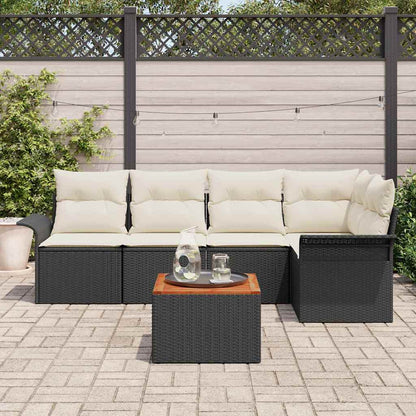 Set Divano da Giardino 6 pcs Nero e Crema polyrattan | homemem39