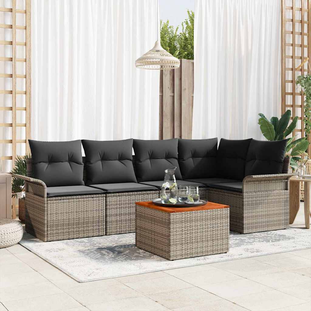 Set Divano da Giardino 6 pcs Grigio polyrattan | homemem39