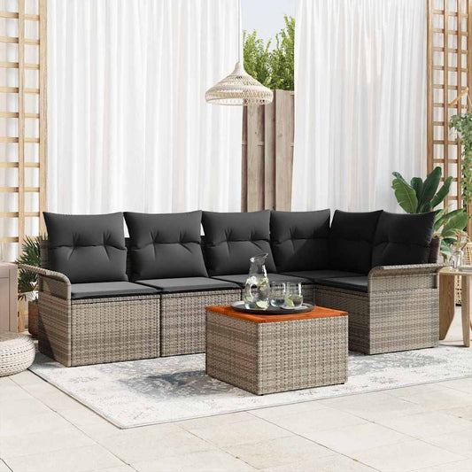 Set Divano da Giardino 6 pcs Grigio polyrattan