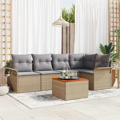 Set Divano da Giardino 6 pcs Beige e Grigio Chiaro polyrattan | homemem39