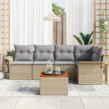 Set Divano da Giardino 6 pcs Beige e Grigio Chiaro polyrattan | homemem39